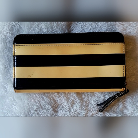 Kate Spade Black and Yellow Striped Clutch - Picture 2 of 3